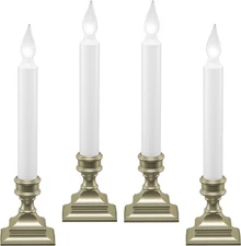 612 Vermont LED Battery Operated Window Candles with Timer, Bright Hot Pewter 