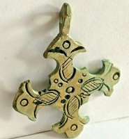 Extremely Rare Ancient Amulet Cross Silvered Viking Pendant Artifact Autenthic