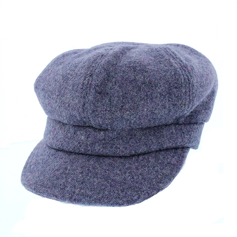 Ladies Harris Tweed Wool Bakerboy Cap in Purple One Size - Image 1 of 1