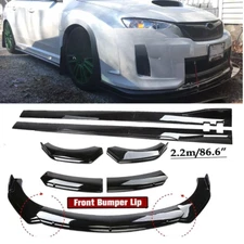 Front Bumper Lip Spoiler Splitter For Subaru WRX STI Glossy Black Body Kit