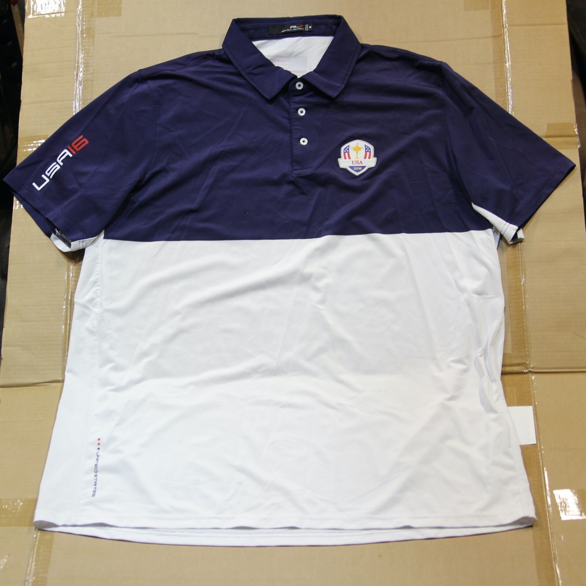 RLX Ralph Lauren Ryder Cup 2016 Golf Polo Shirt Team USA Flag 