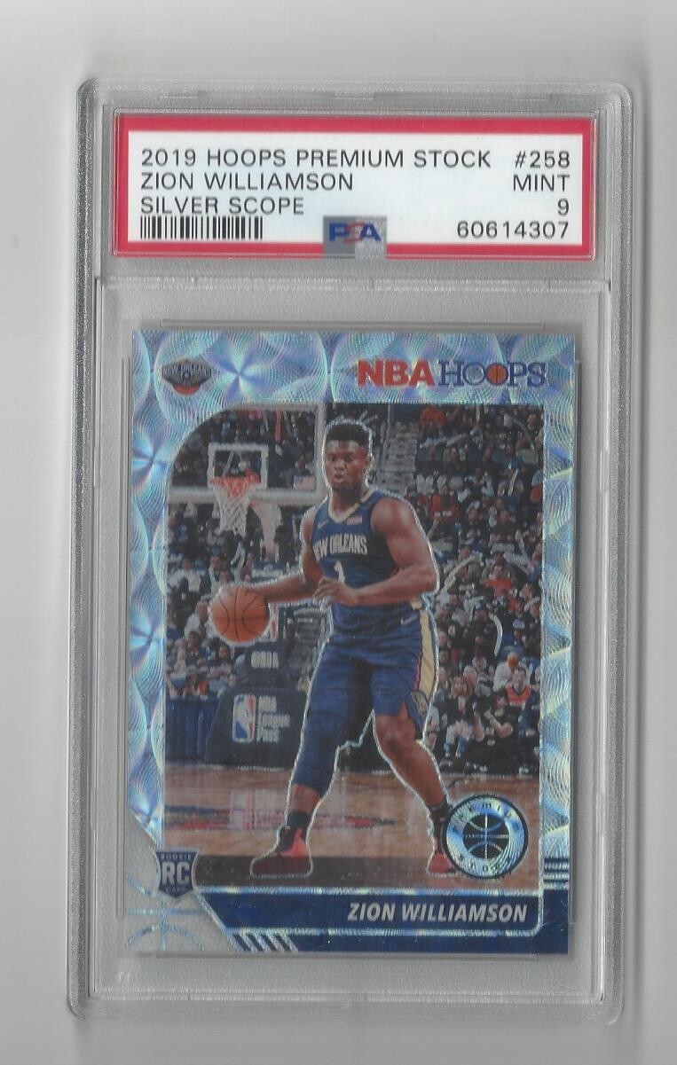 2019-20 Hoops Premium Silver Scope #258 Zion Williamson Rookie Pelicans - PSA 9