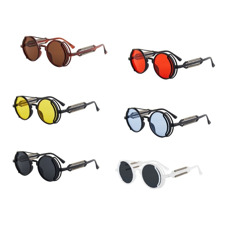 Steampunk Vintage Round Polarized Glasses Colored Lenses Sunglasses Eyewear