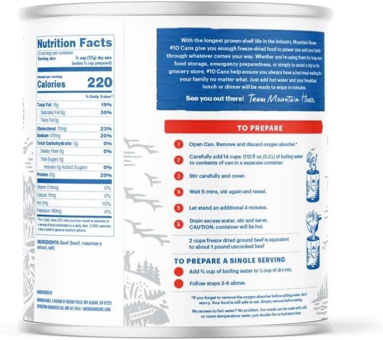 Cooked Ground Beef Freeze Dried Survival Emergency Food 10 Can Gluten