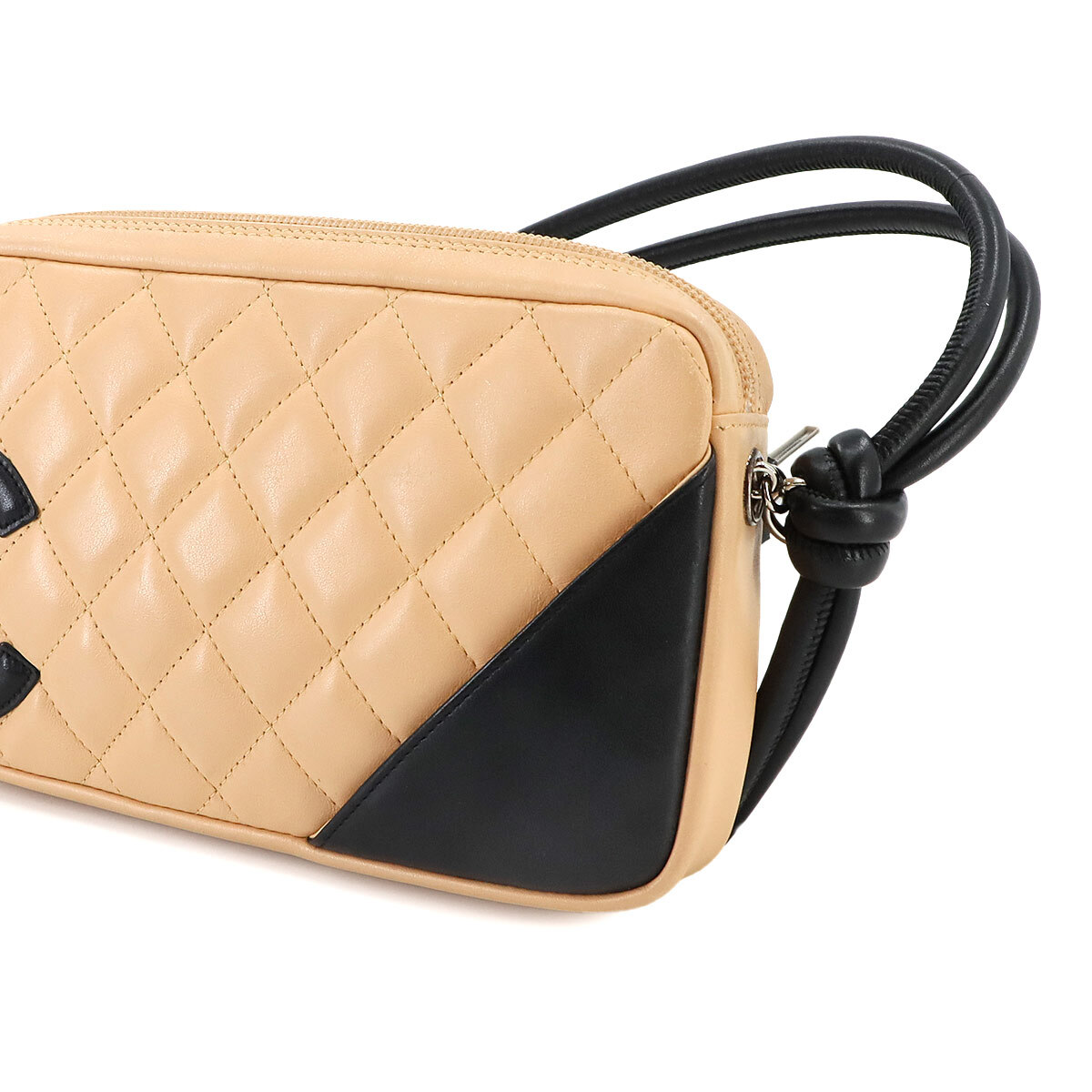 シャネル ハンドバッグ A25175 CHANEL Cambon Line Shoulder Bag Leather Beige Black A25175