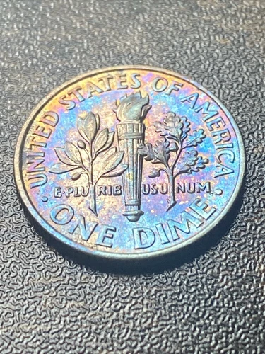 2014 D Roosevelt Dime Actual Coin Mind-blowing Radiant Rainbow Tone! TK5694*