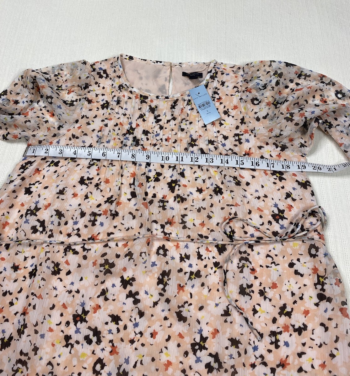 Ann Taylor Floral Pleat Front Belted Pleat Dress Pink Womens S PETITE | eBay