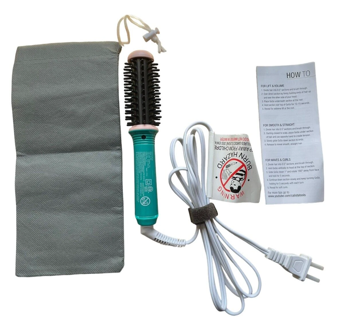 Calista GoGo Mini 1" Brush Hair Styling Tool + Bag - No Box - Jade  Green | eBay