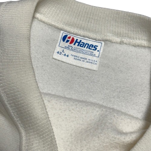 Vintage Hanes Pullover Sweatshirt White Korean Tennis Tournament 90s 80s - Picture 5 of 6
