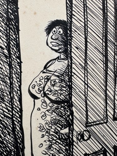 PAT OLIPHANT SIGNED ORIGINAL CARTOON DRAWING RONALD REAGAN SPOOKING NEGRO CHILD - Picture 6 of 19