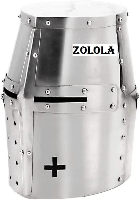 Casco Caballero Cruzado Medieval Acabado Plateado y Pulido al Aceite Nuevo Desgaste para la Cabeza Foto 3 de 4