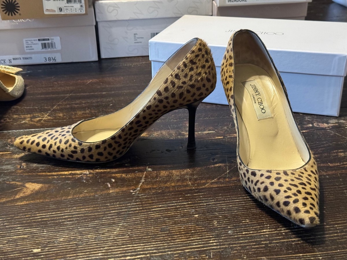 チャーミー　パピットソン Jimmy Choo 062 Eleven Women's Pony Skin Leopard Print Slip