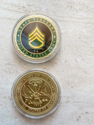 US ARMY STAFF SERGEANT E-6 Challenge Coin with Case-US Military Gift Coins - Picture 3 of 3