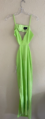 Bardot Womens Cutout Slit Midi Dress Lime Green Size 4 | eBay
