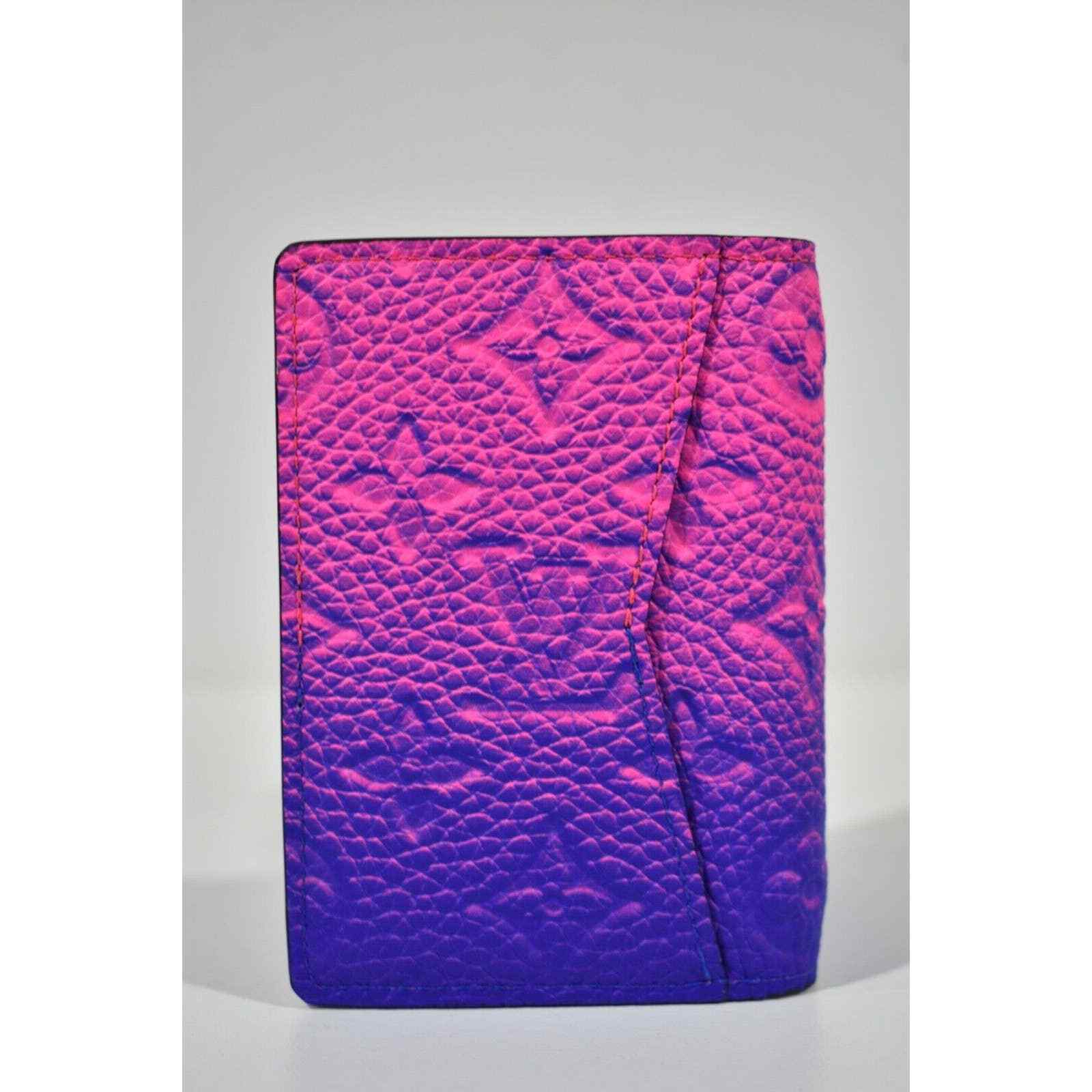 Louis Vuitton Taurillon Monogram Logo Pink Blue Ombre Pocket Organizer Wallet image 8