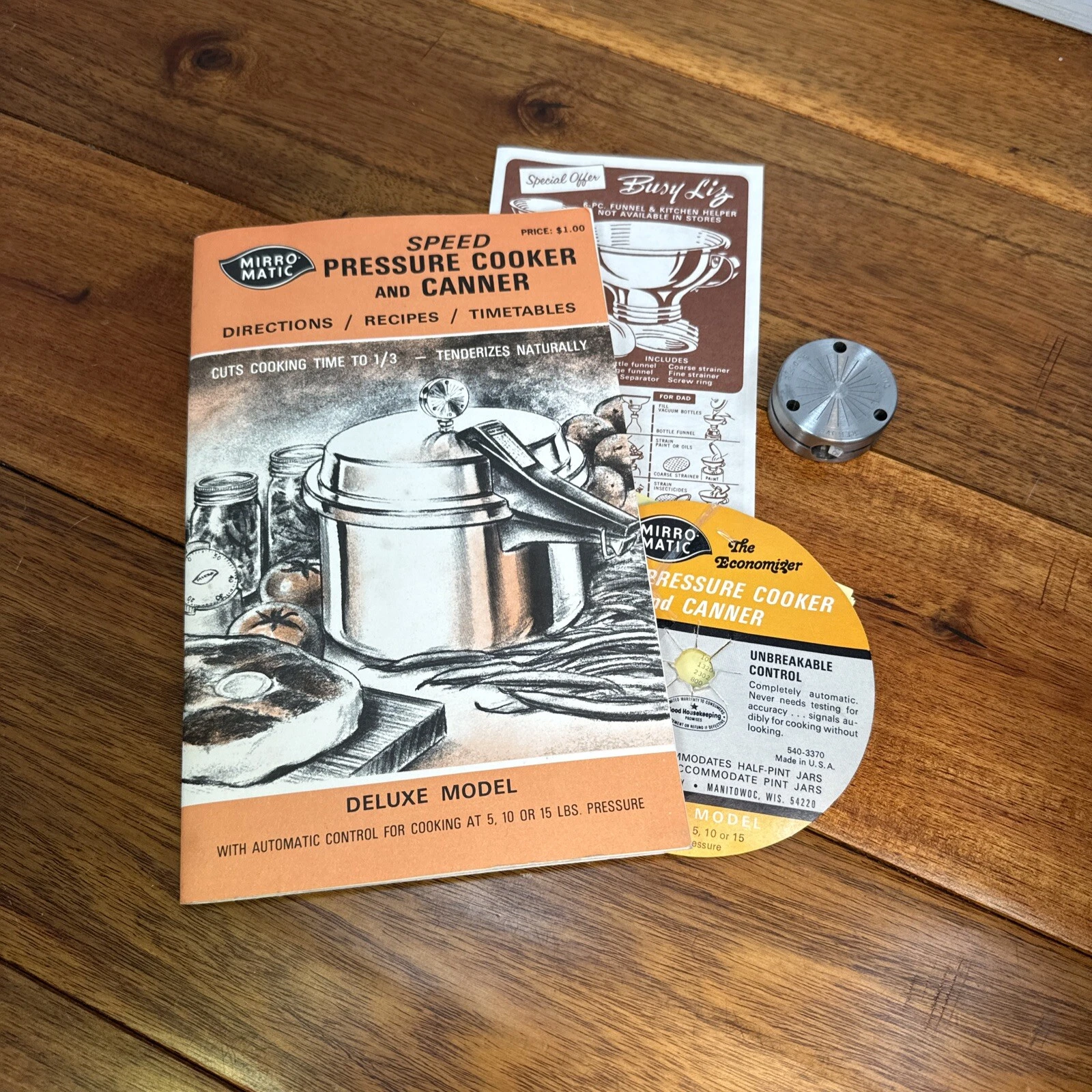 Mirro-Matic Pressure Cooker Weight Regulator Jiggler Starburst & Book Recipe