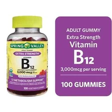 Spring Valley Vitamin B12 Gummies 3000mcg, Raspberry, 100 Ct