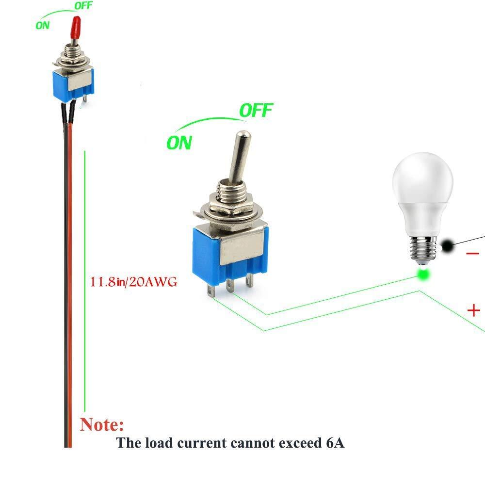 VONVOFF Toggle SwitchON/Off SPST with Pre-soldered Wires3v