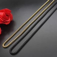 Unisex Man's 2.5-4mm 18K Gold Plated Black Stainless Steel Rolo Chain Necklace