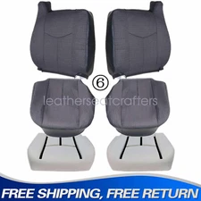 Front Side Cloth Seat Cover + Foam Cushion Fits GMC Sierra 2003-2007 Dark Gray