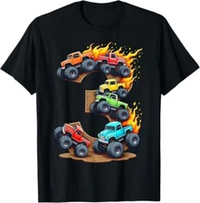 3 Year Old Monster Truck Boy Toddler 3rd Birthday Party T-Shirt