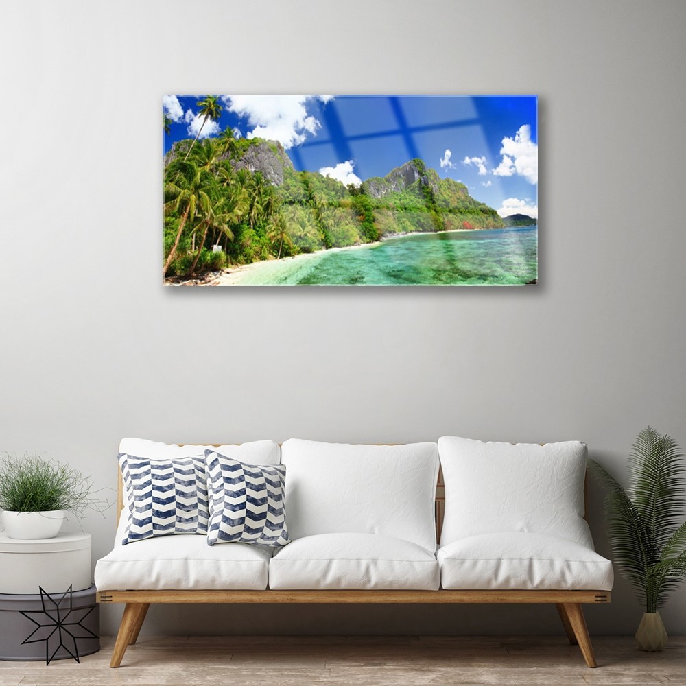 Tableau sur verre Impression HD Vue Plage et design épuré