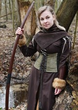 Battle-Merchant Mittelalter Corsage Anik aus Samt, grün - Wikinger Mieder Damen 