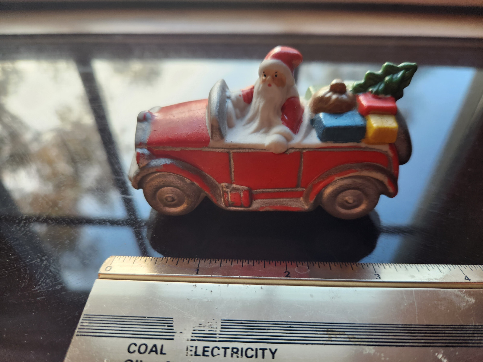 VINTAGE 1930'S-40'S SANTA IN CAR WITH GIFTS FIGURE GERMAN OR JAPANESE
