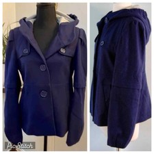 Nwt Anthropologie Elevenses Blue Hoodie Wool Blend Coat
