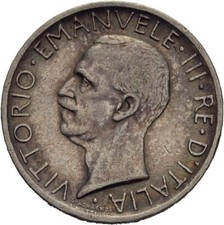 Italia 5 lire 1927 argento 5 g Roma moneta originale #MLA349
