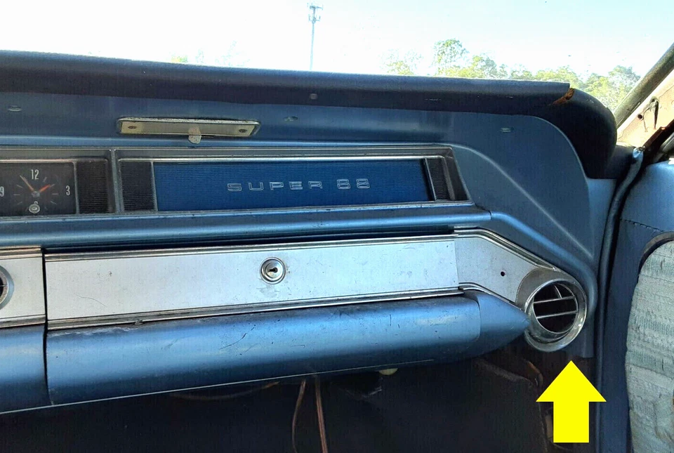 Oldsmobile Super 88 1964 tablero ventilación climática fábrica fabricante de equipos originales cromo/metal pasajero derecho Foto 2 de 4