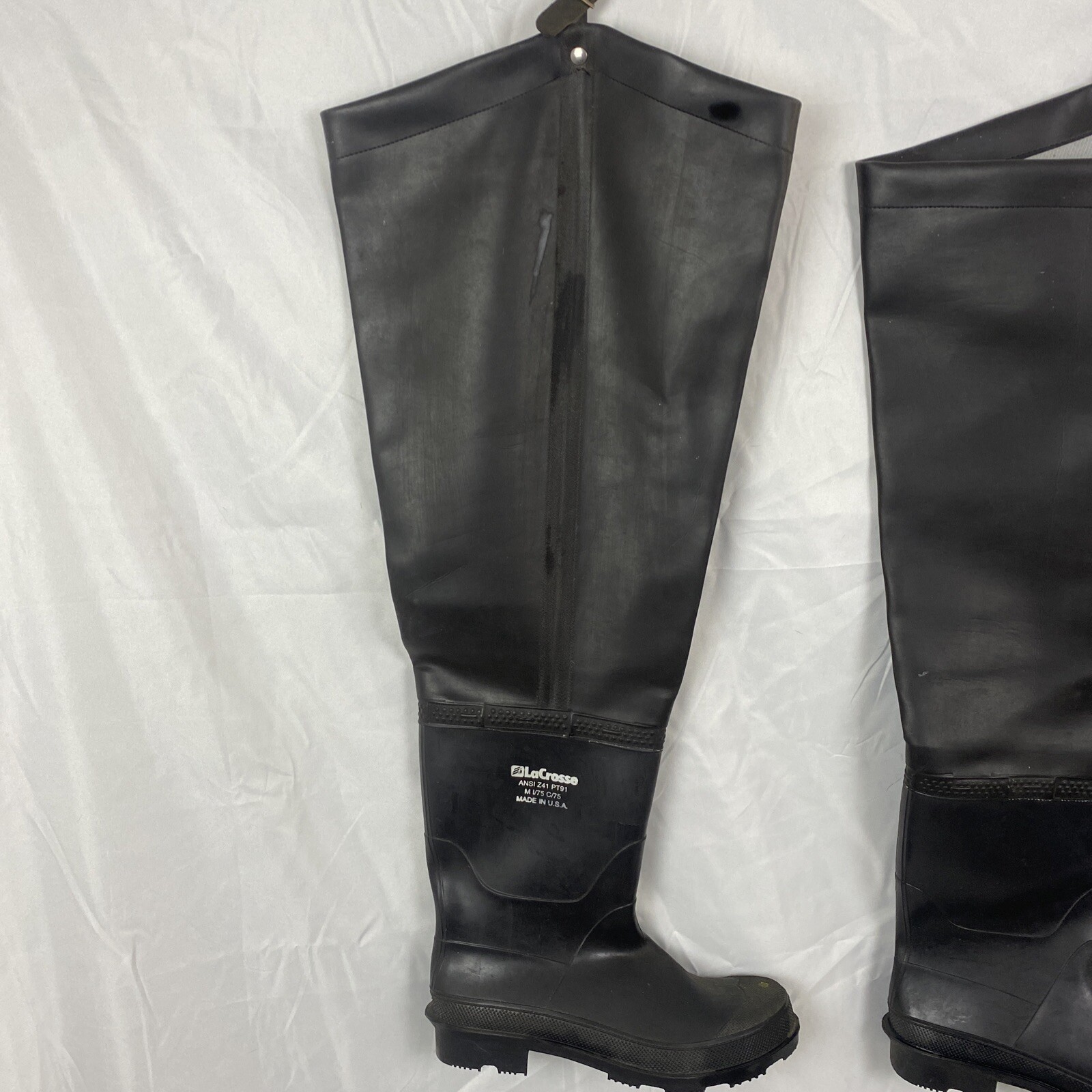 Mens Lacrosse Black Hip Wader Boots 12 ANSI Safety Hu… Gem