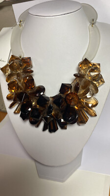 PETER HAHN Designer Collier Halskette braune grosse Blüten Blümen NEU HINGUCKER!