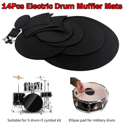 14Pcs Drum Mute Pads Silencer Drumming Practice Rubber Foam Cymbal Mute Pad Hot