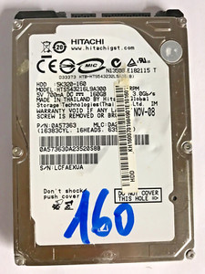 160 GB SATA NOTEBOOK FESTPLATTE HITACHI HTS543216L9A300 2,5 ZOLL #NFP493