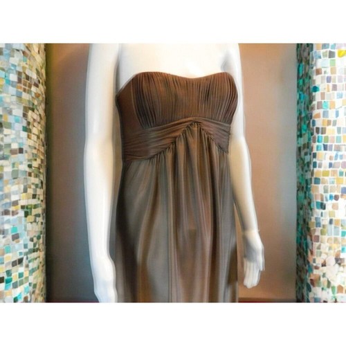 BCBGMaxAzria Brown Hombre Ruched Front Bodice Formal Strapless Gown Size Large - Picture 13 of 16