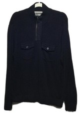 INC INTERNATIONAL CONCEPTS Mens Large Black 1/4 Zip Knit Pullover Sweater