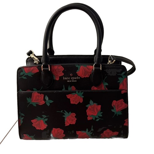 Bolso de Mano Kate Spade Madison Rosa Estampado Medi Bolso Negro Rojo Rosa Floral - Imagen 7 de 17