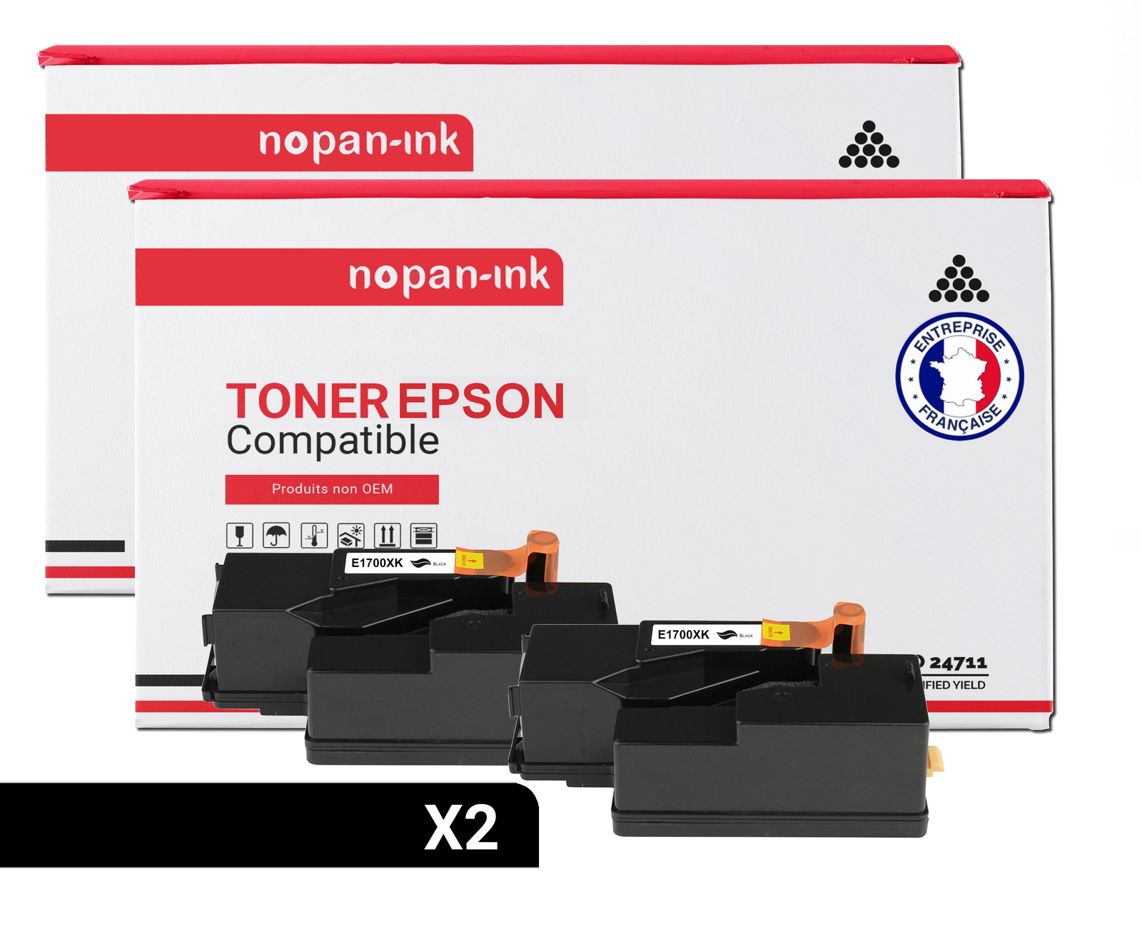 Toner C13S050614 Noir EPSON pour Imprimer vos Rapports et Factures, Pack de 2 NOPAN-INK