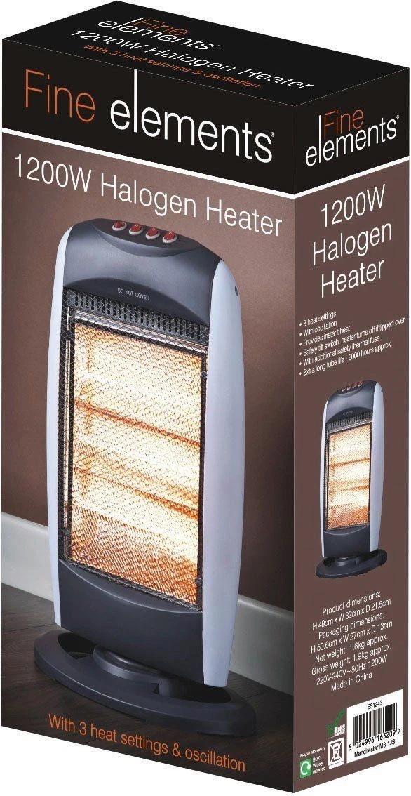 Fine elements 1200W Portable Home u0026 Office Electric Oscillating Halogen  Heater 5053012000365 | eBay