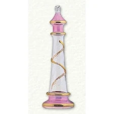 Pink Lighthouse with Gold Accents Etched Egyptian Glass Christmas Ornament Egypt
