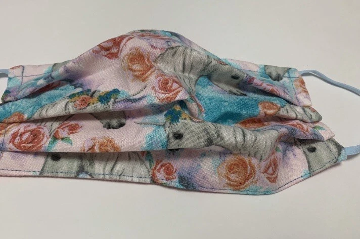 Face mask Unicorns And Roses Multi cotton hand made Fun Gift Idea NWT - Image 4 of 4