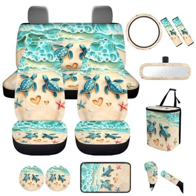 #ad 14 Pack Sea Turtle Car Accessories Full Set for Women Man with Green Sea Turtle $94.39