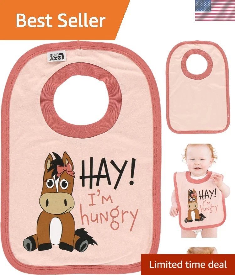 Cute Cartoon Design Baby Bibs in Combed Cotton - One Size, Machine Washable