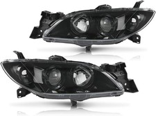 Headlights Pair For Mazda 3 4-door Sedan 2004-2009 Hid Clear Lens Black 4615
