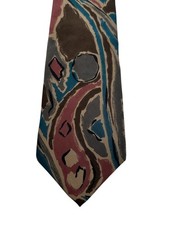 Nino Cerruti Abstract Pattern 100% Silk Crepe Tie Made In USA