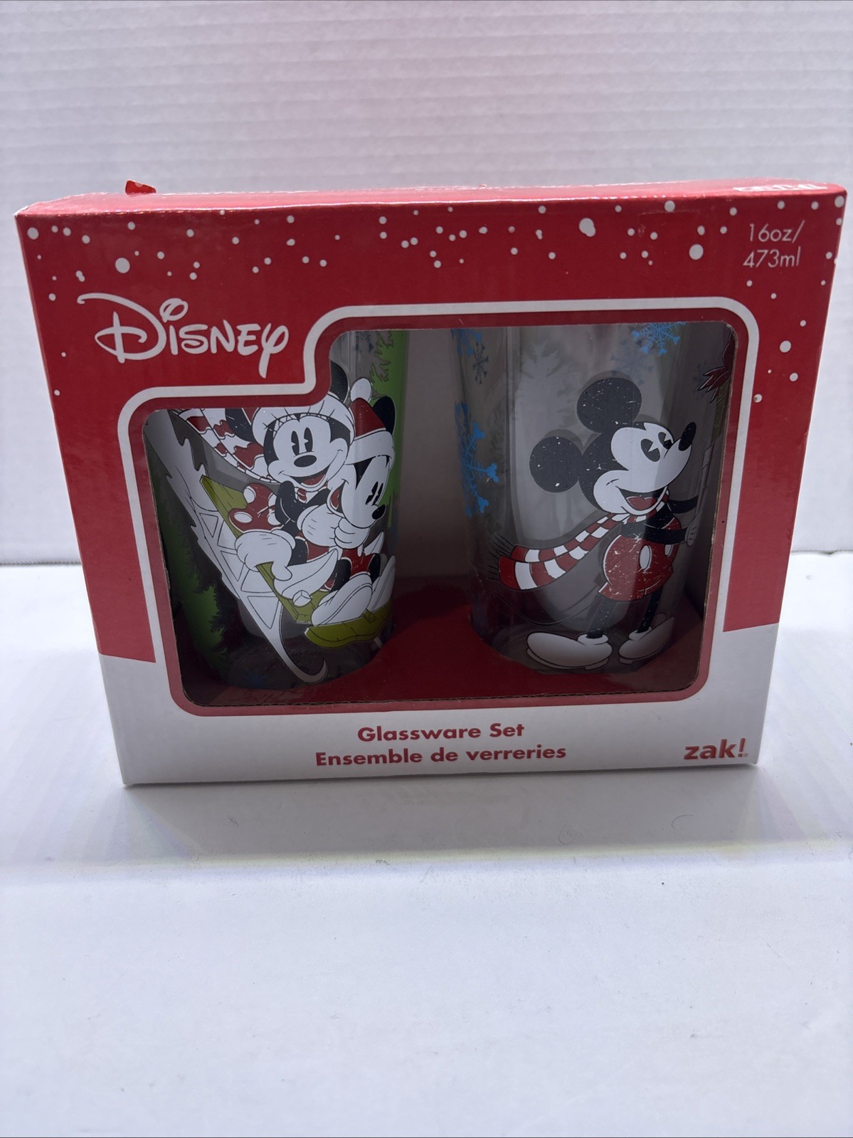 Disney Mickey and Minnie Mouse 16oz Pint Glass Set - Zak Christmas Cups