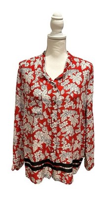 Mango Violeta Red Summer Blouse, Size S