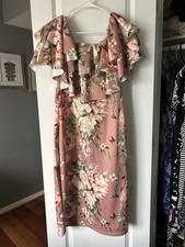 Boohoo NWT Women's Floral Ruffle Off The Shoulder Midi Dress Plus Size 18