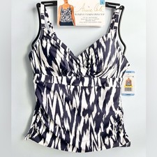 Anne Cole Women's Tankini Top Navy White Size Large